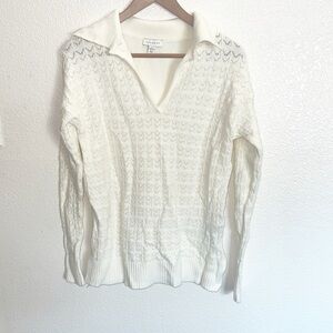 Topshop Cream Knitted Collared Long Sleeve Sweater